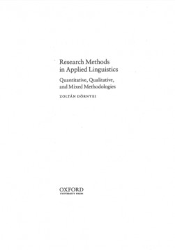 Research Methods in Applied Linguistics:Quantitative,Qualitative and Mixed Methoddlogies