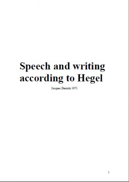 Speech and Writing according to Hegel