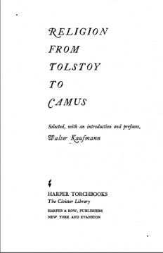RELIGION FROM TOLSTOY TO CAMUS