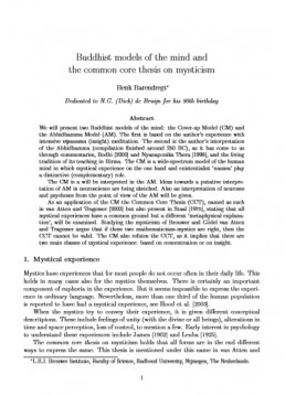 Buddhist models of the mind and the common core thesis on mysticism